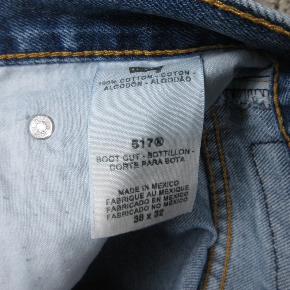 Levis Jeans Mens 38x32 Blue 517 Bootcut Western Cowboy Ranch Rodeo Denim Pants